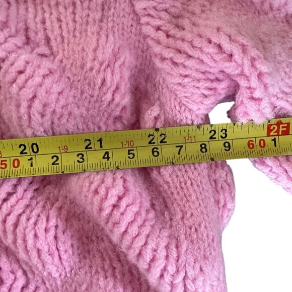 Strut & Bolt Textured Wave Thick Bubble Knit Sweater- Aurora Pink. Size Large - Picture 4 of 8